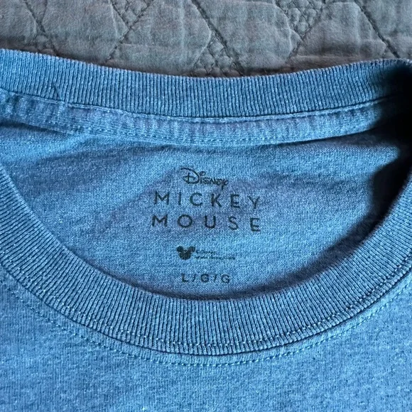 Disney Mickey Mouse Blue T-Shirt with Mickey Mouse Silhouette Size Large - Picture 3 of 6